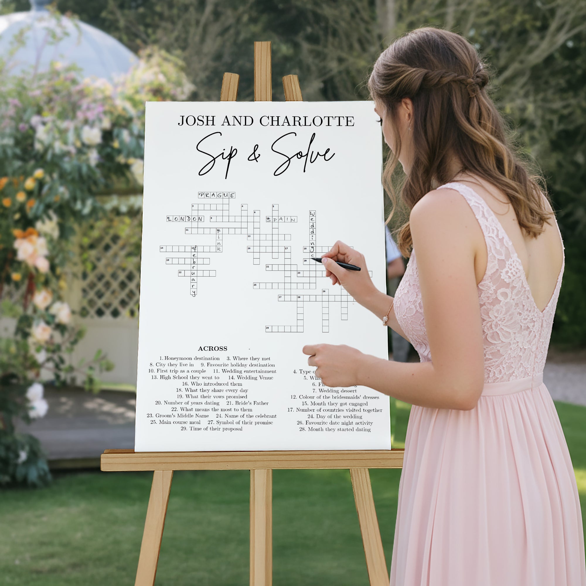 Personalised Minimalist Wedding Crossword Dry Erase Board