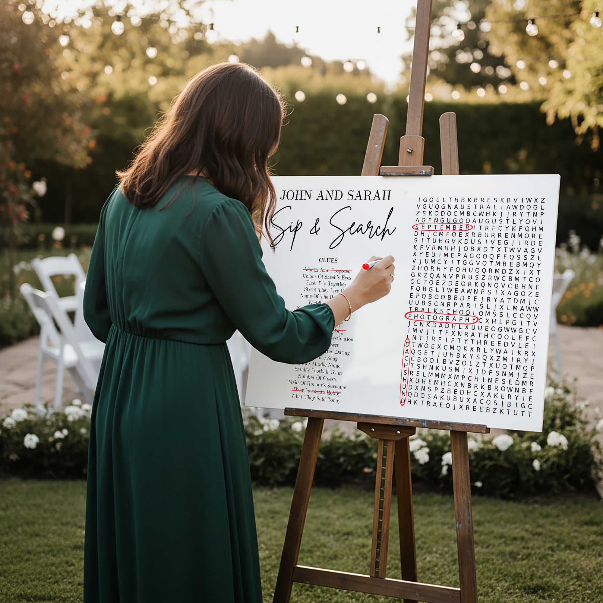 Personalised Minimalist Wedding Wordsearch Dry Erase Board