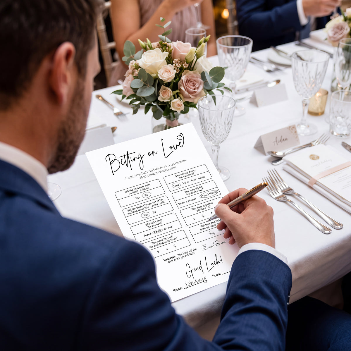 Personalised Wedding Bet Card | Wedding Betting Game