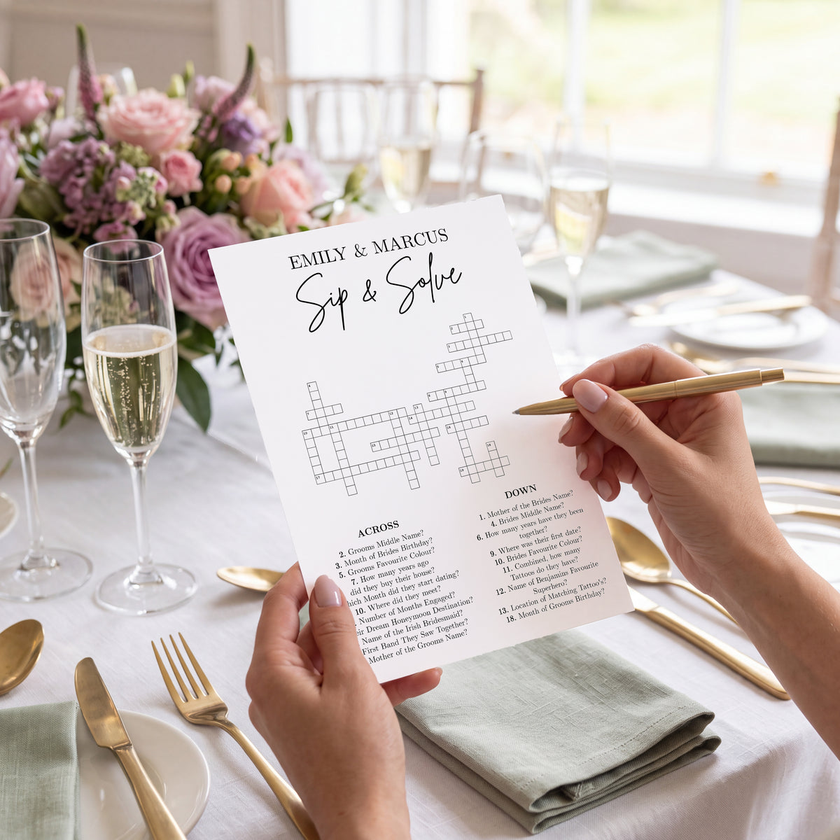 Personalised Mini Wedding Crossword Table Game