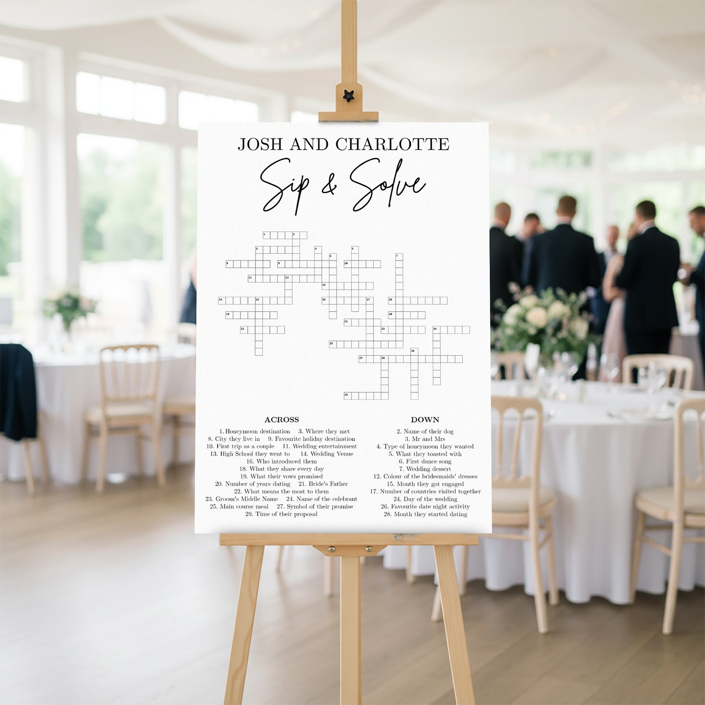 Personalised Minimalist Wedding Crossword Dry Erase Board