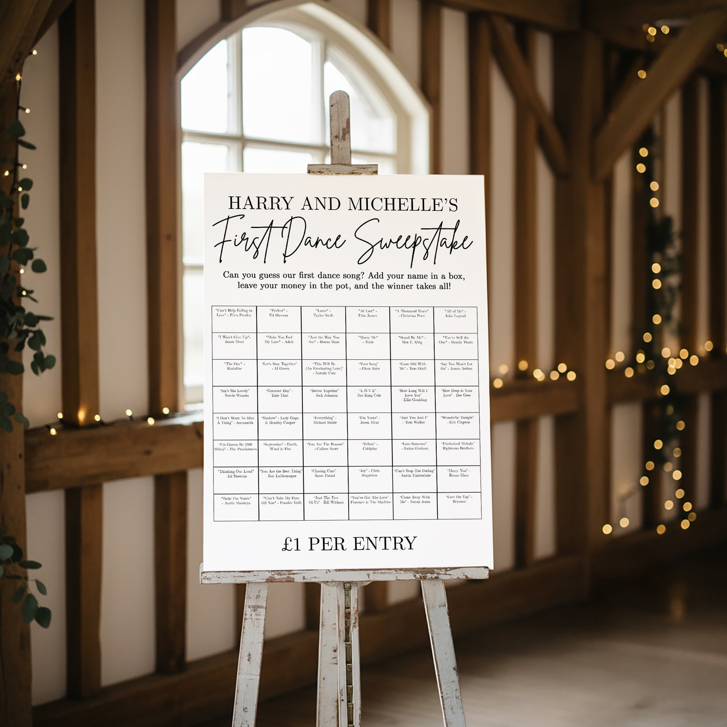 Personalised Wedding First Dance Sweepstake Dry Erase Board