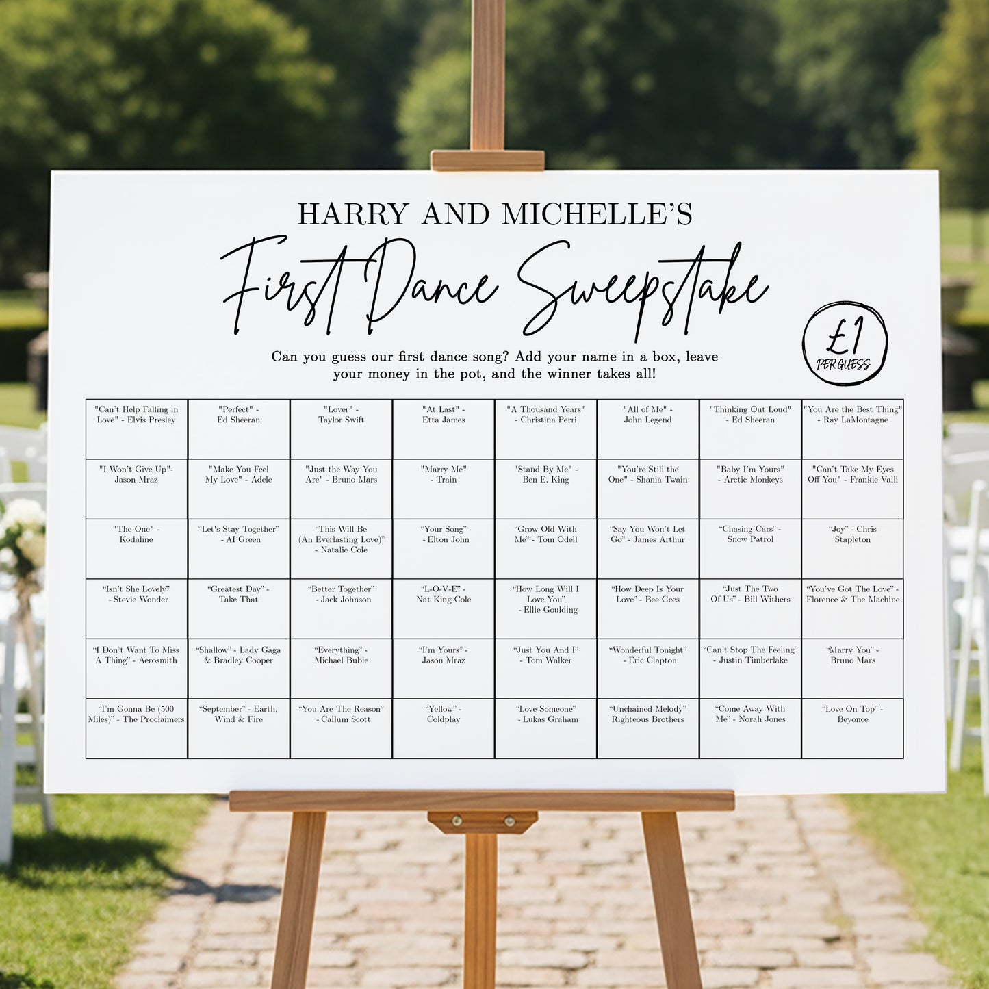 Personalised Wedding First Dance Sweepstake Dry Erase Board