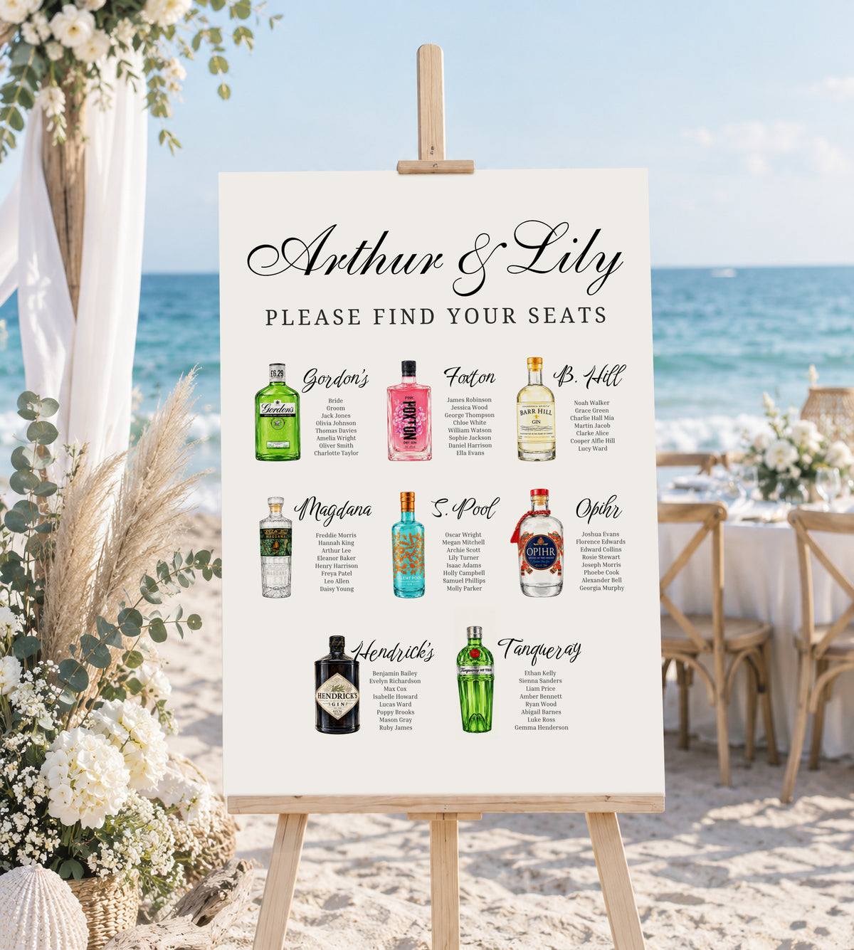 Personalised Gin Bottle Table Plan