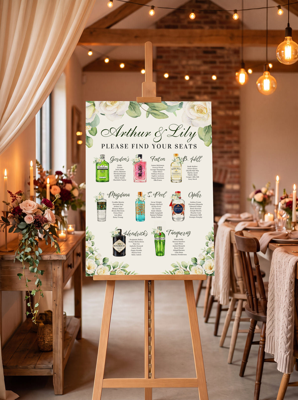 Personalised Gin Bottle Table Plan