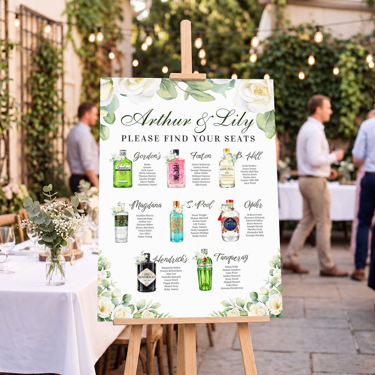 Personalised Gin Bottle Table Plan