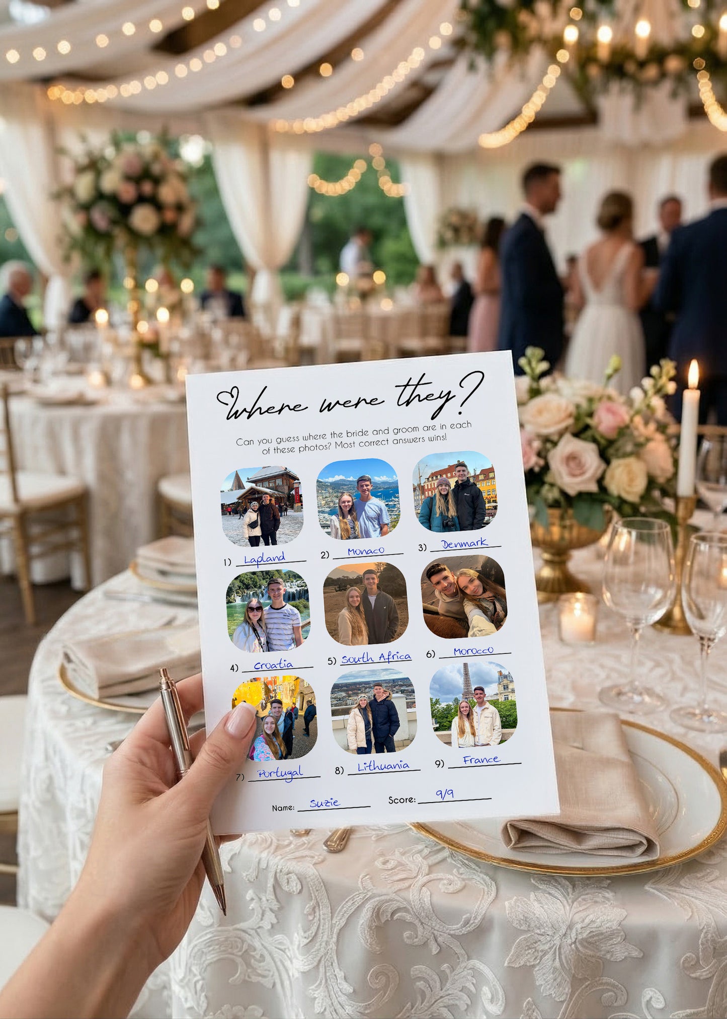 Personalised "Where Were They?" Photo Cards Wedding Game