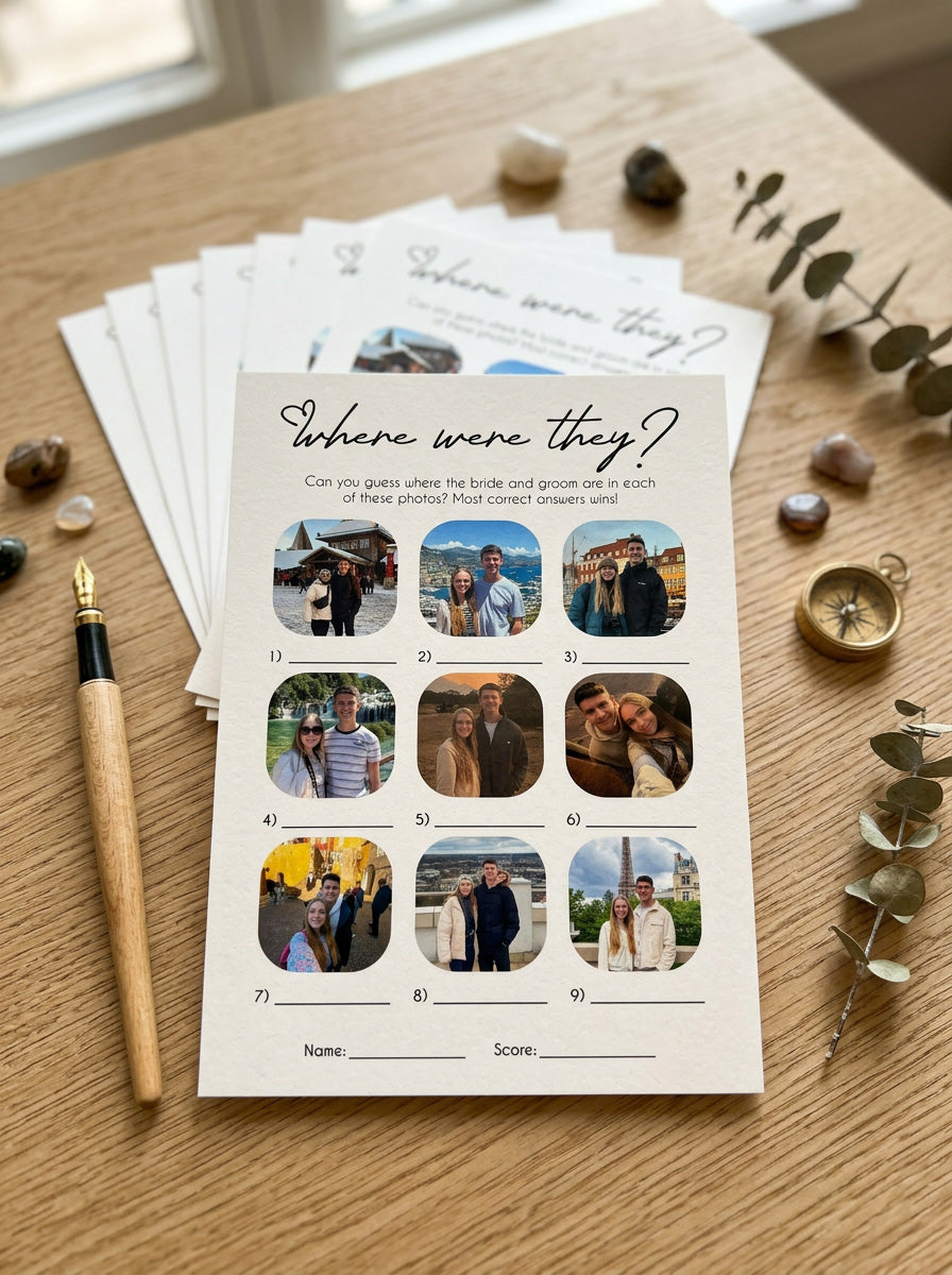 Personalised "Where Were They?" Photo Cards Wedding Game