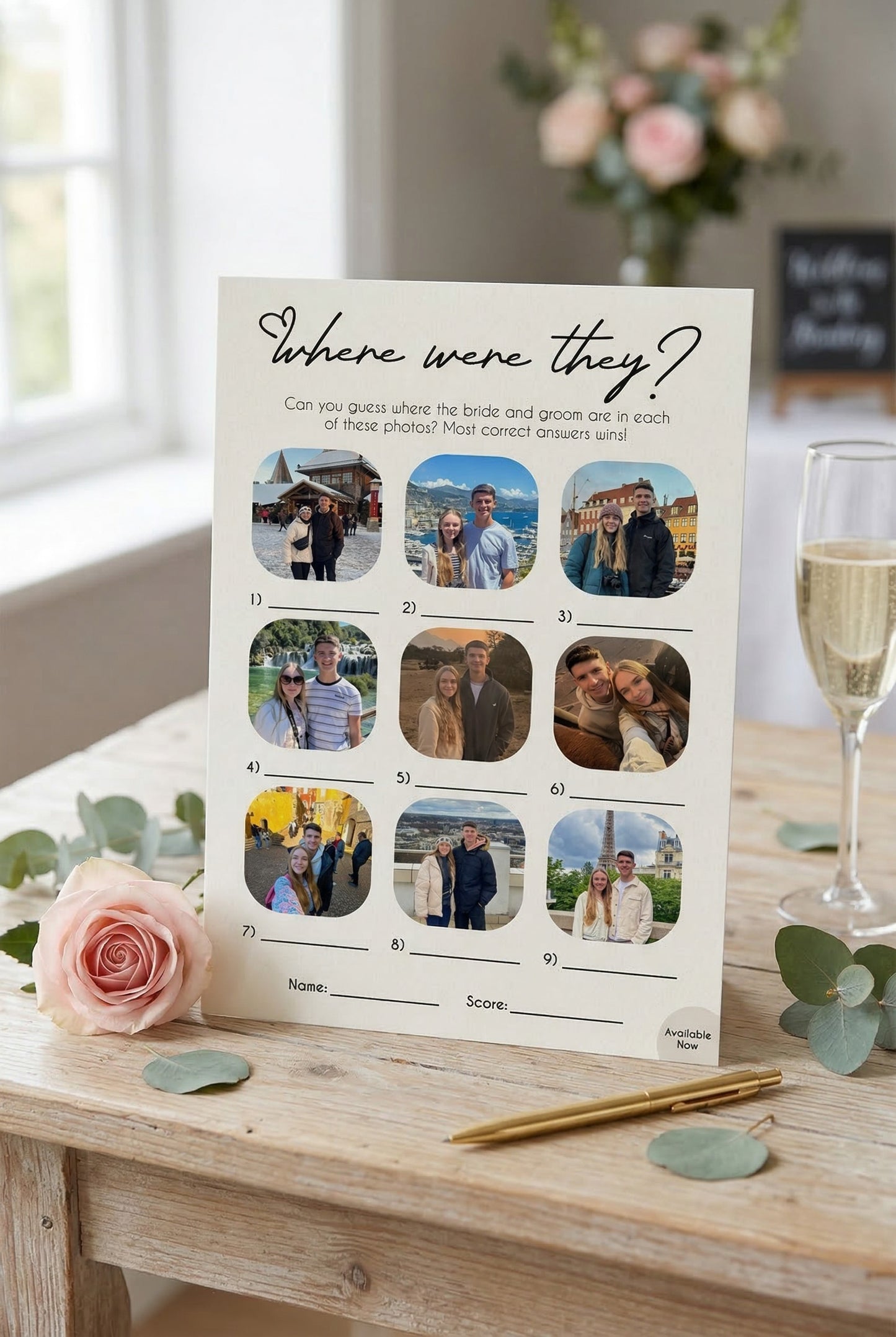 Personalised "Where Were They?" Photo Cards Wedding Game