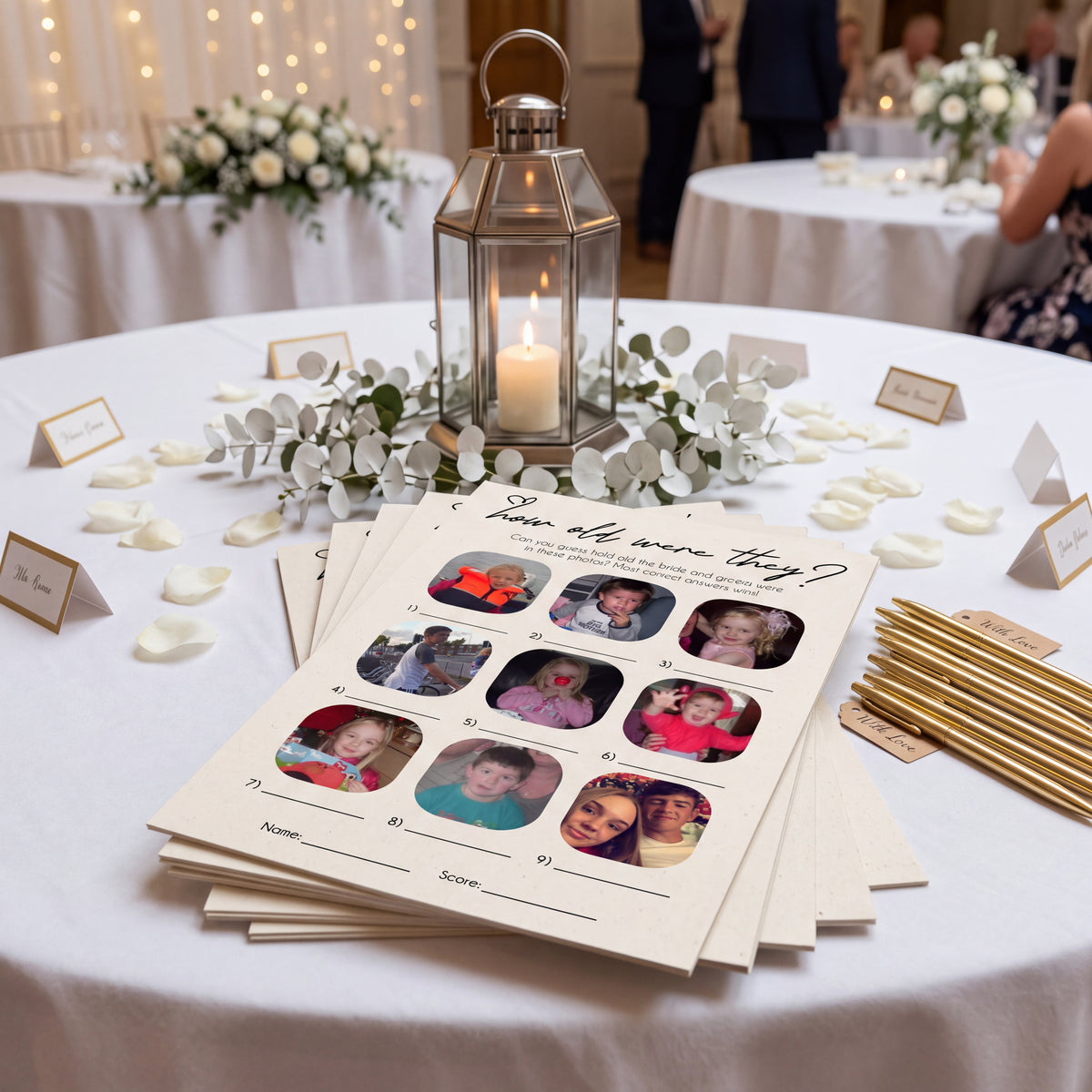 Personalised "How Old Were They?" Photo Cards Wedding Game
