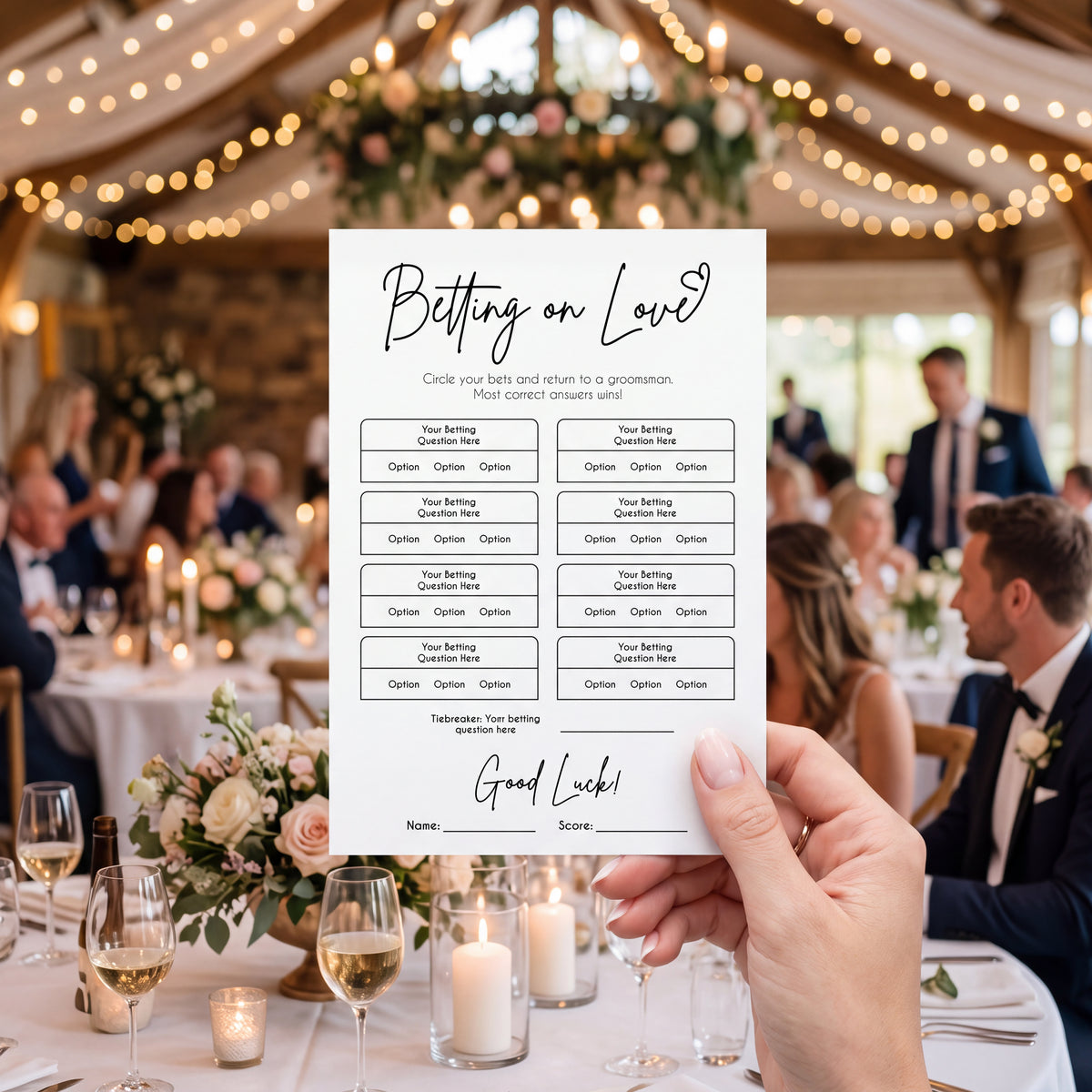Personalised Wedding Bet Card | Wedding Betting Game