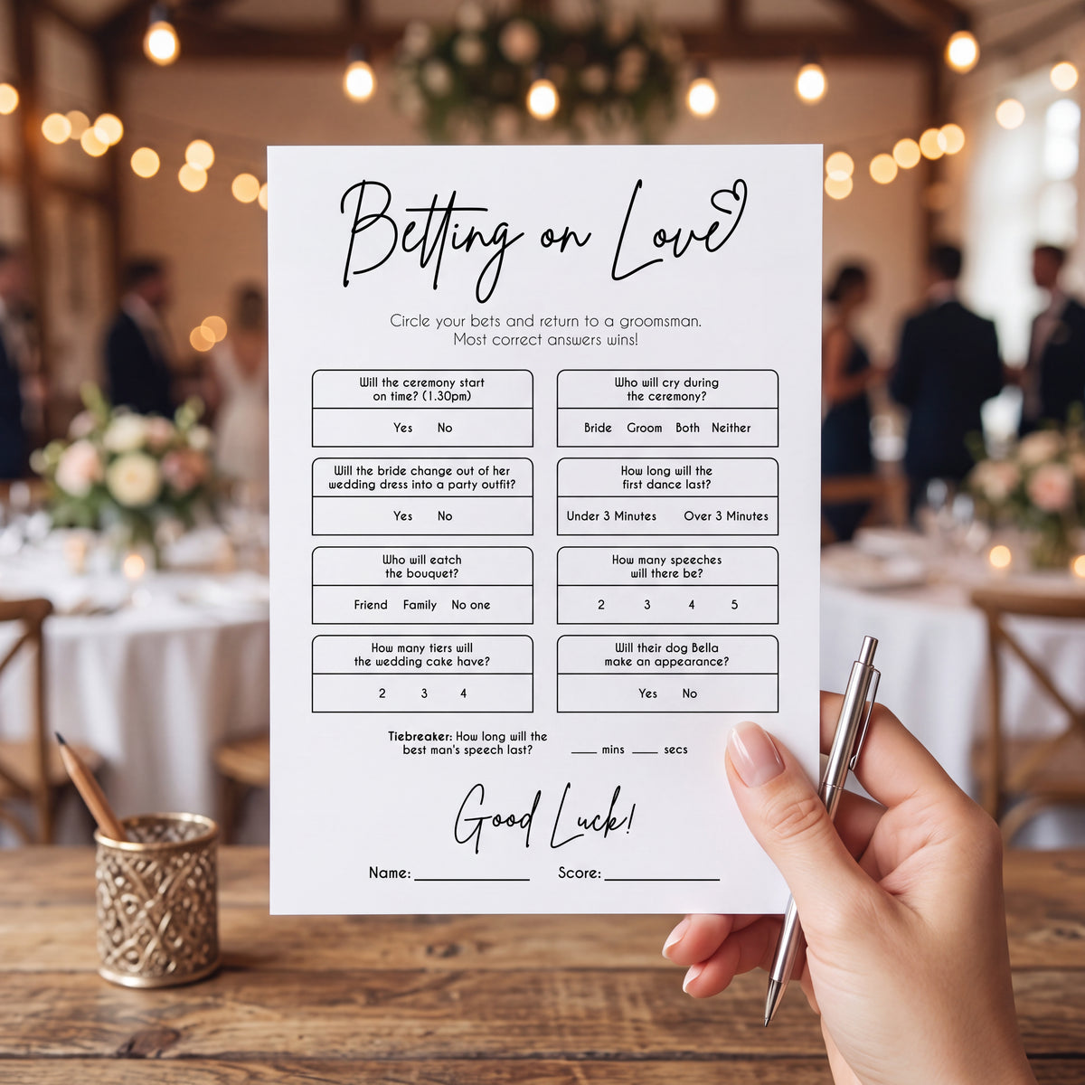 Personalised Wedding Bet Card | Wedding Betting Game