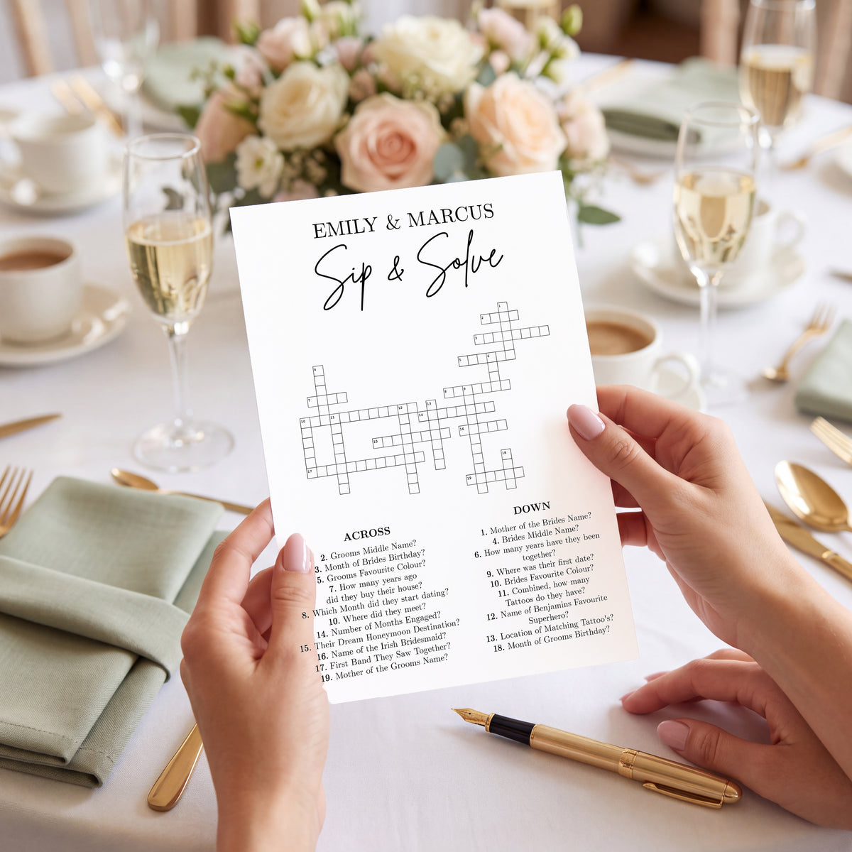 Personalised Mini Wedding Crossword Table Game