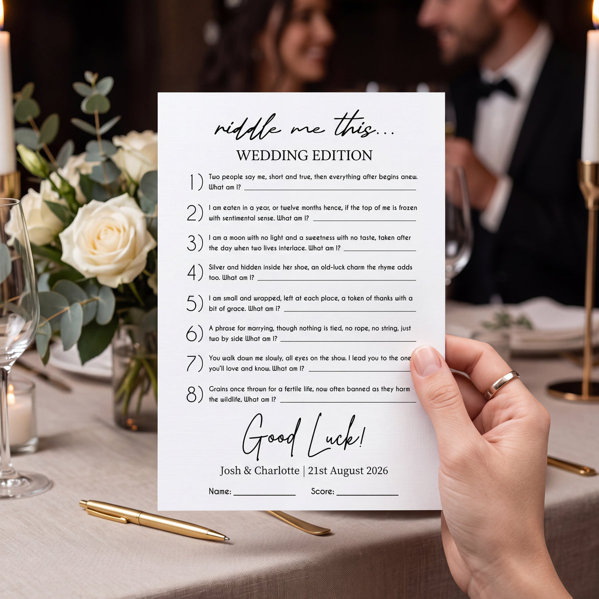 Personalised Wedding Riddles Game