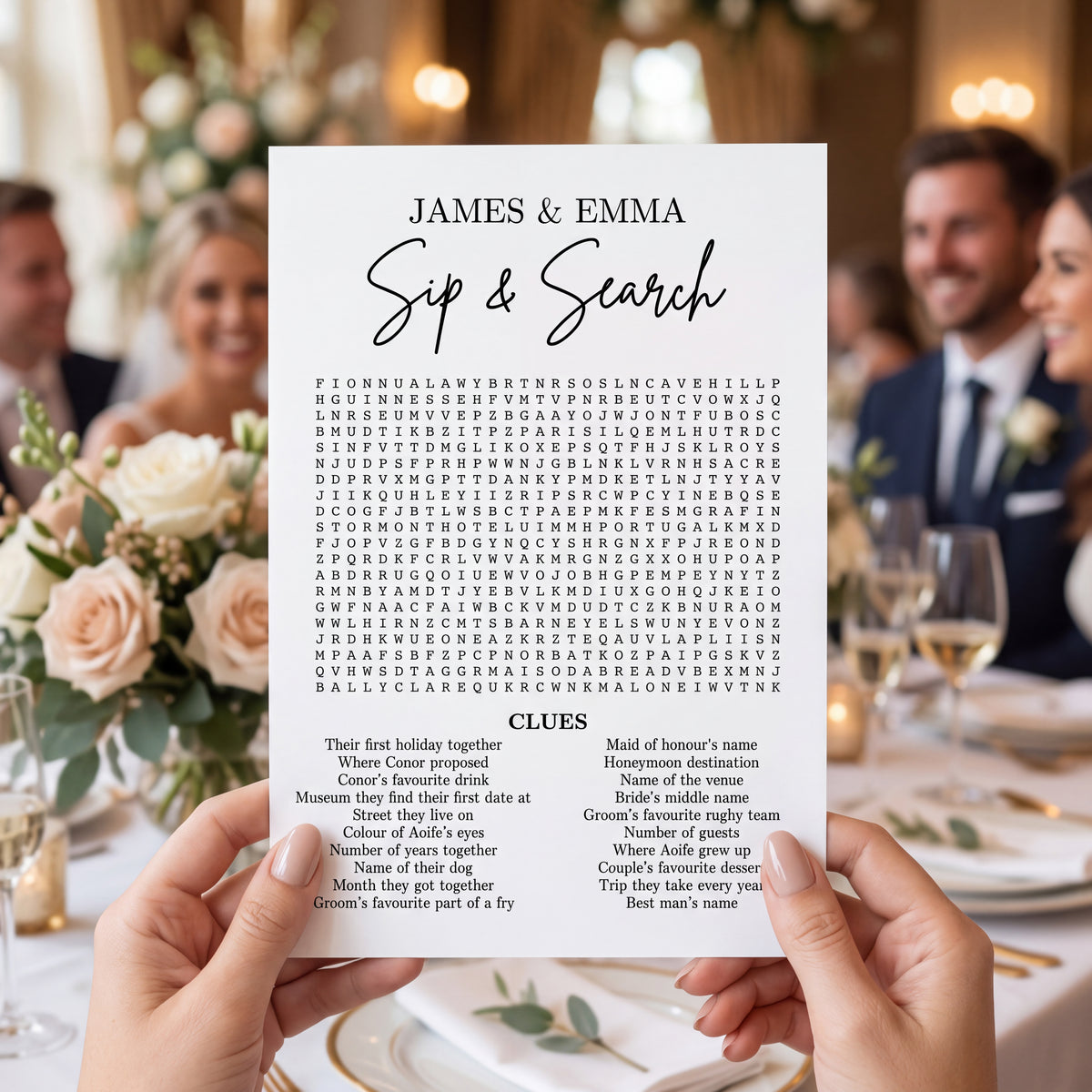 Personalised Mini Wedding Wordsearch Table Game